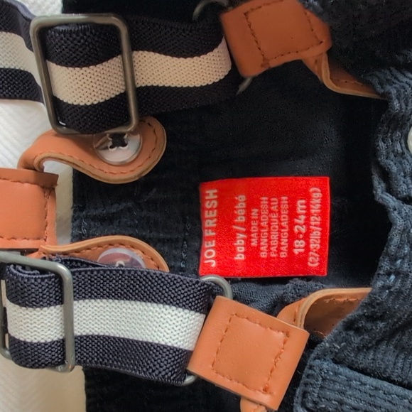 joe fresh navy blue cotton corduroy suspender pants 18-24 months baby boy - Picture 3 of 8